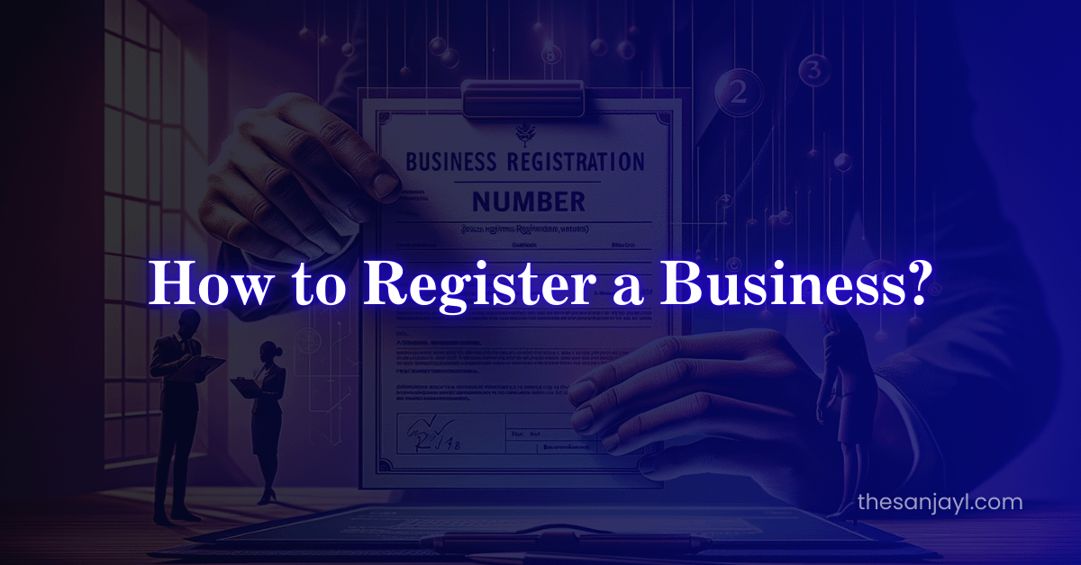 An image of Business Registration certification with low opacity and with the text of "How to Register a Business"